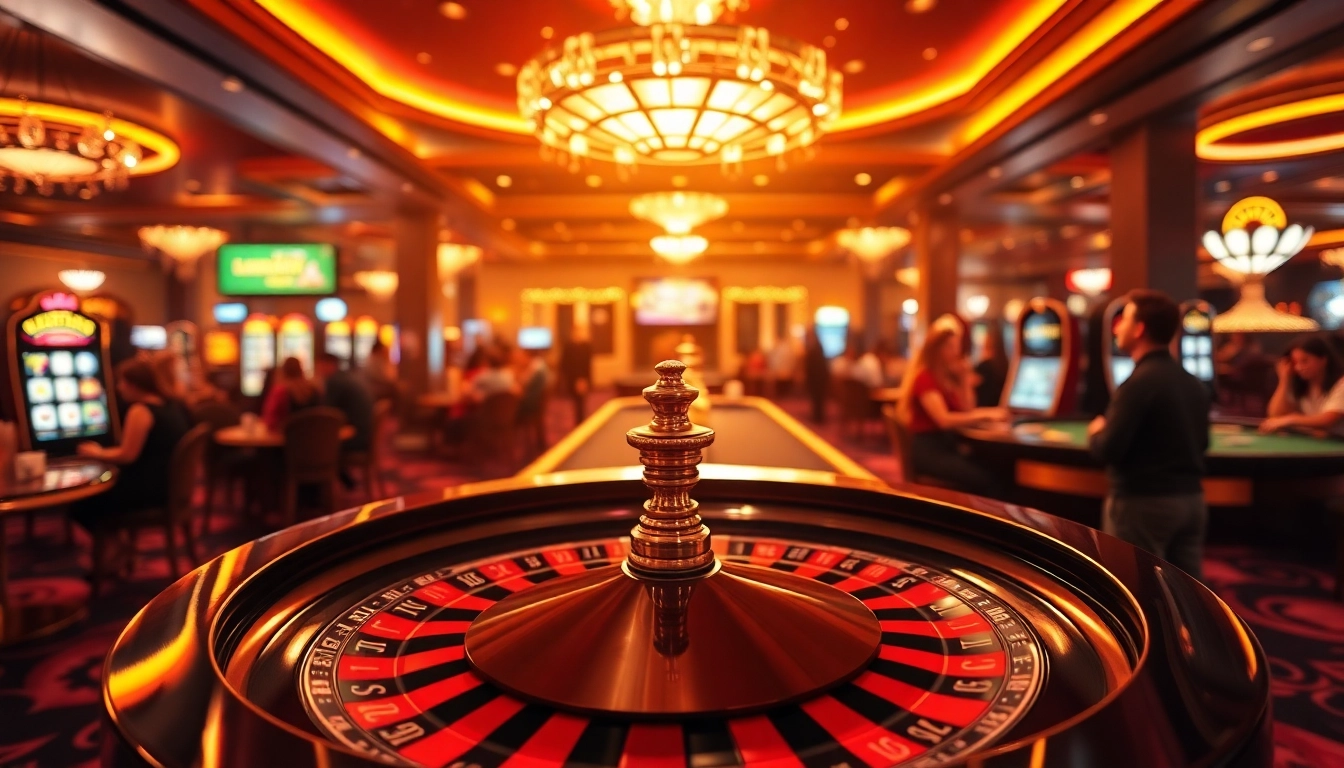 Experience the vibrant atmosphere of happyluke with players at an exciting roulette table.