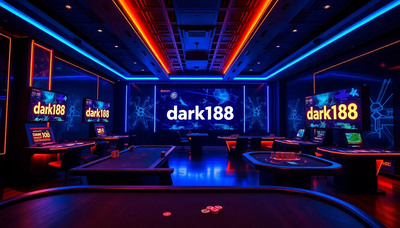 Explore the exciting environment of dark168, showcasing vibrant gaming experiences and neon aesthetics.