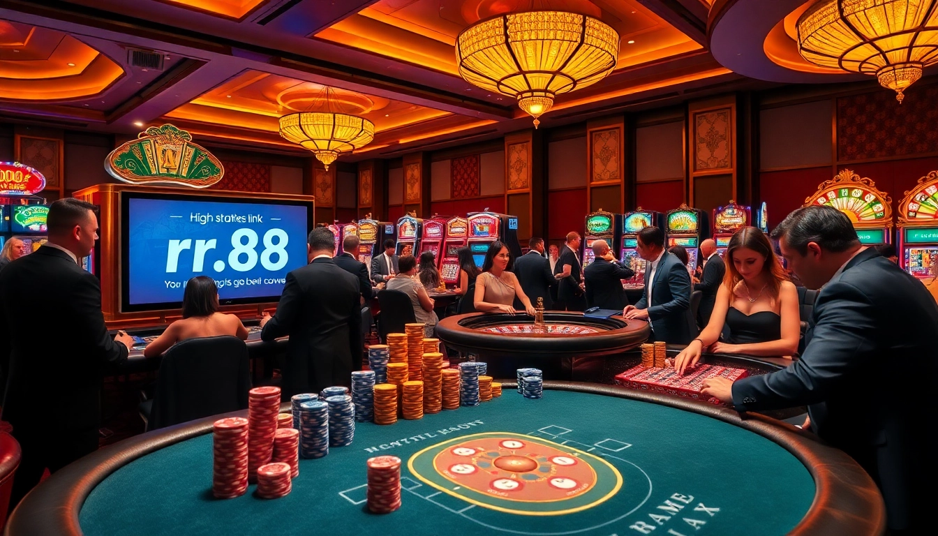 Experience the thrill of gambling with the rr88 link showcased in a dynamic casino setting.