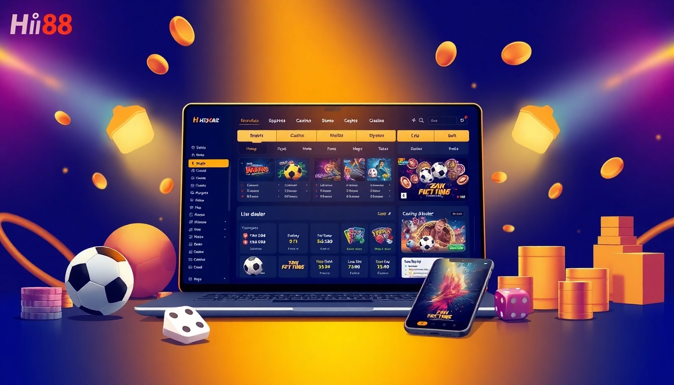 An engaging view of the nha cai hi88 online betting platform showcasing live sports and casino games.