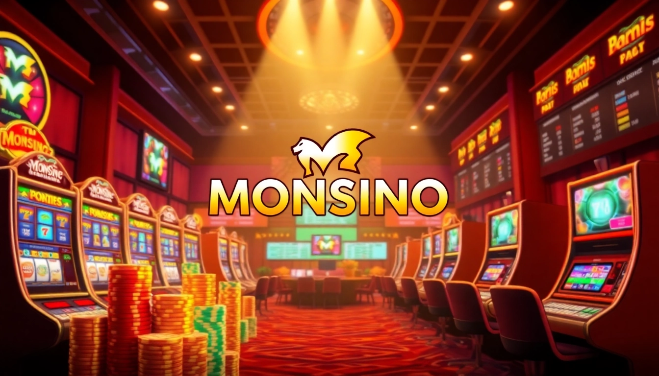 Experience the thrill of Monsino Casino with vibrant chips and lively sportsbook atmospheres.