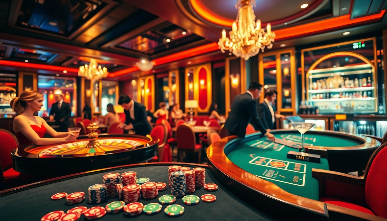 kèo nhà cái trực tiếp action with live players at upscale casino tables.