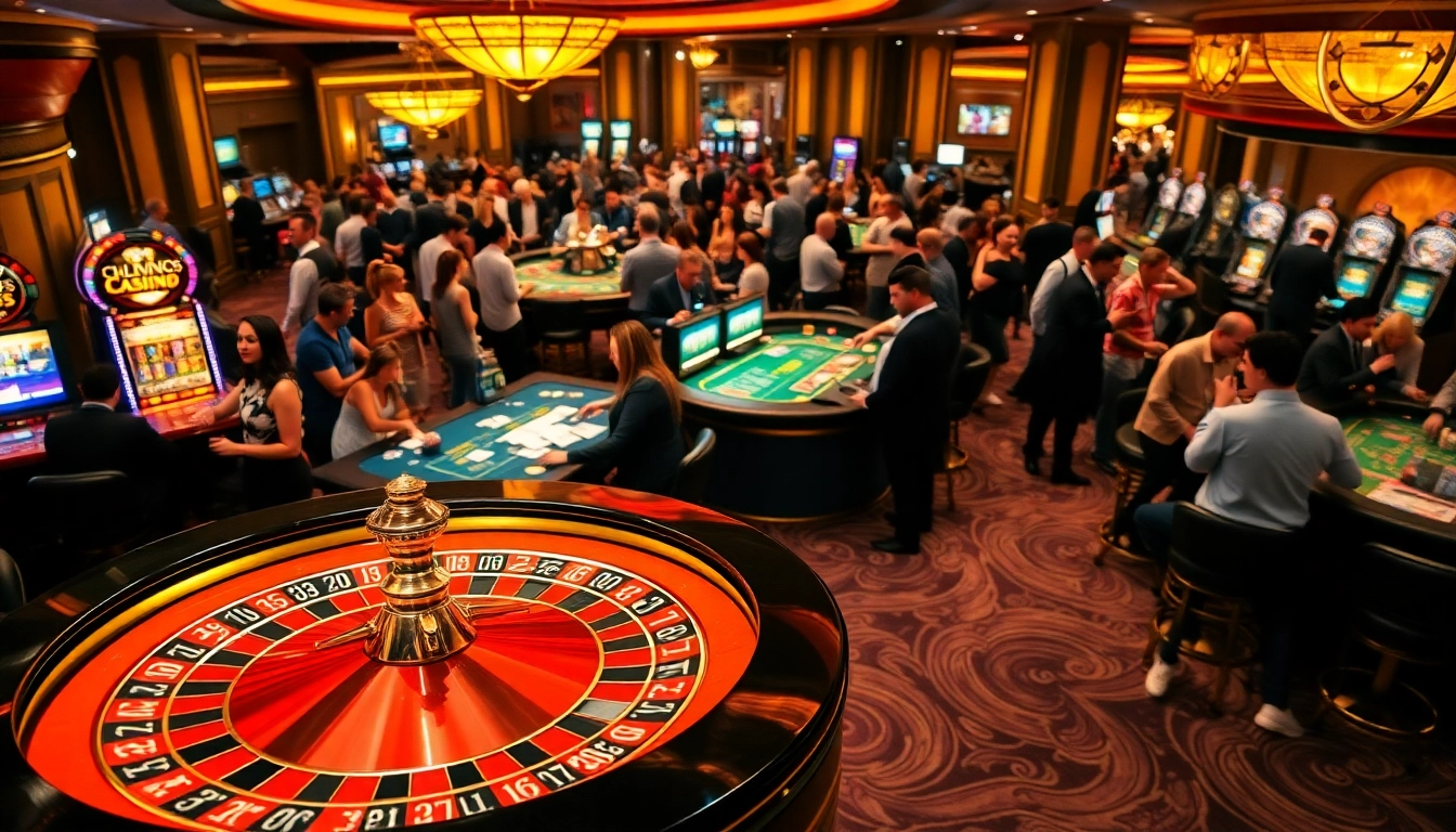 Exciting casino scene with players searching for top nhà cái uy tín and winning at blackjack tables.