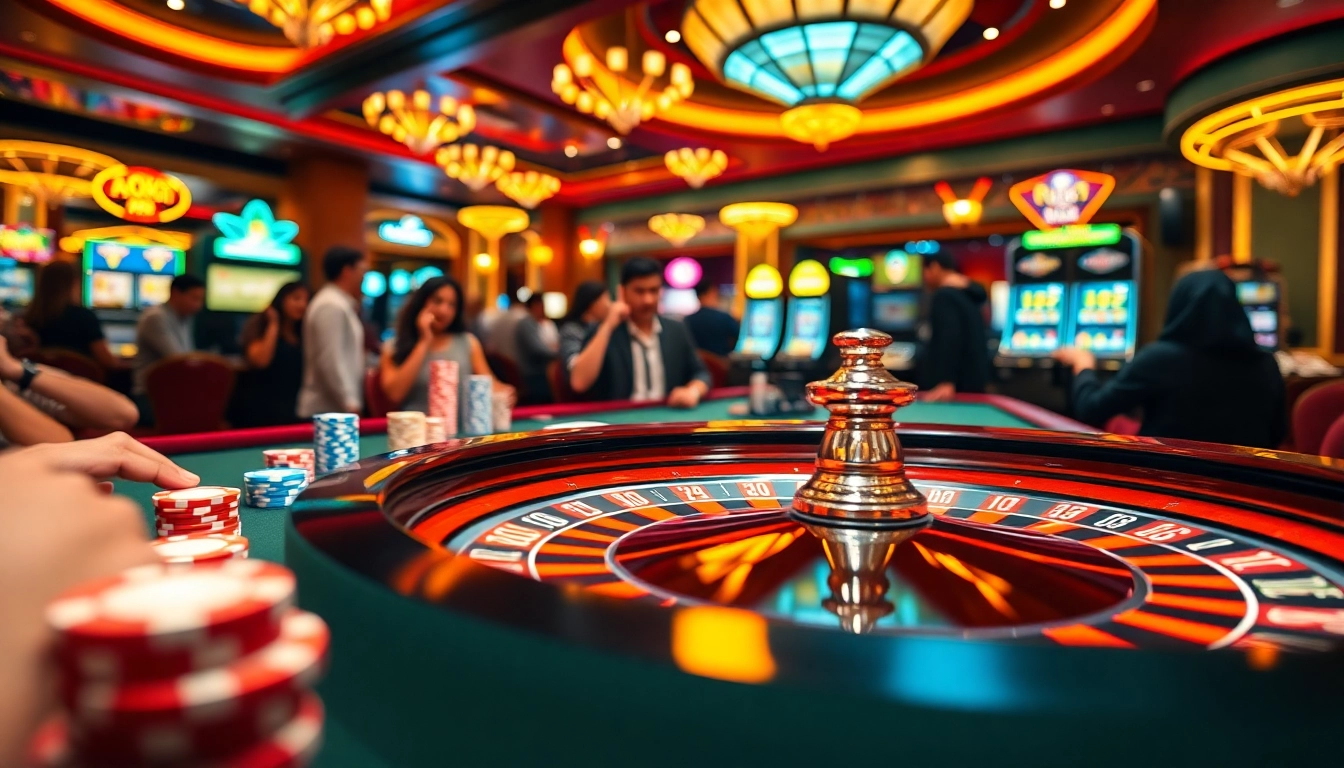 NHÀ CÁI U888 showcases a thrilling roulette game with vibrant players and colorful chips, embodying online gambling excitement.