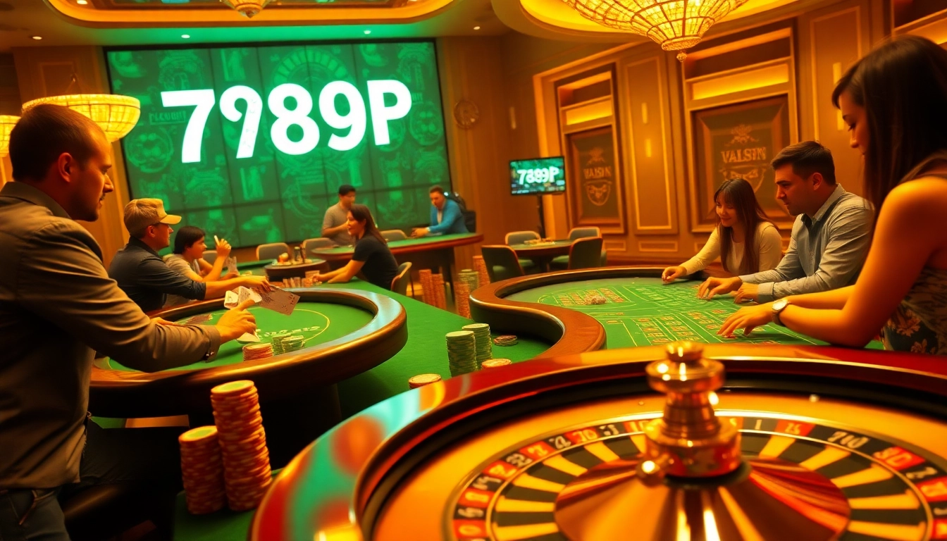Experience the excitement of 789P as players engage at a vibrant roulette table with colorful chips and a spinning wheel.